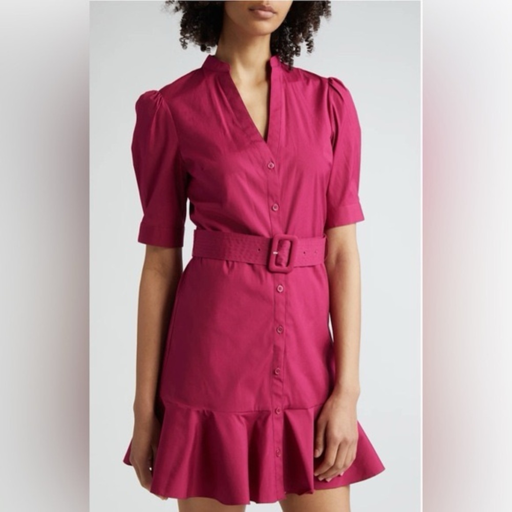 Veronica Beard Molly Puff-Sleeve Mini Shirtdress – Wildberry size‎ S READ